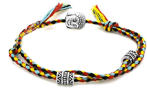 Pulsera Tibetana pulseras de cordón tibetano budista de la suerte, de la suerte, para mujeres y hombres, a mano con pulseras de protección de Buda Mantra, Proteccion, Suerte,